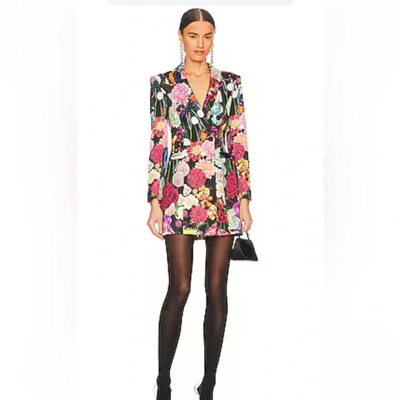 Alice & Olivia NWT Floral Multicolor Blazer Dress sz 2 women’s retail $550 - Picture 4 of 7